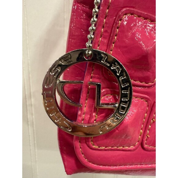 Pink Patent Leather Studded Clutch Chinese Laundry Chain Strap Rear Zipper - Picture 6 of 14